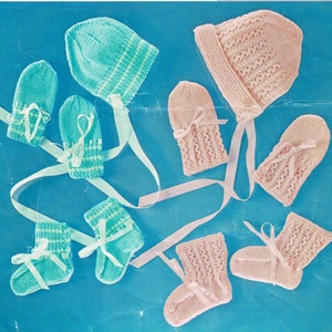 Delightful BABY Bonnets, Bootees & Mittens Sets PDF Knitting Pattern in 4 PLY Yarn - Create Magic with Enchanting Designs