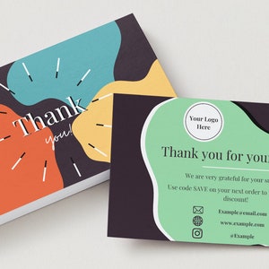 Thank You Business Card - Digital Download - Customisable- Thank You For Your Order