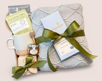 Gift for Her for Any Occasion, Classy Gift Basket for Women, Cozy Gift Box with Blanket, Socks, Candle,  Care Package for Women, Sending Hug