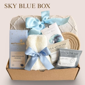 Birthday Gift Box for Best Friend Sister Mom Grandma Birthday Unique Gift Idea Birthflower Gift Basket for Women Happy Birthday Gift Basket 2. SKY BLUE BOX