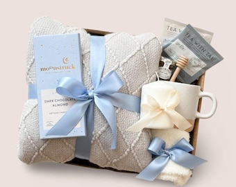 Sympathy Gift Basket, Hygge Gift Box with Blanket, Sending a hug, Thinking of you, Thank You gift, Encouragement gift box for women, Socks