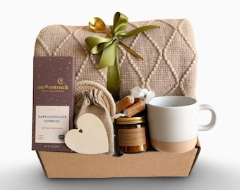 Pesonalized Cutom Mental Health Gift Box Comfort Best Friend Healing Vibes Gift Basket Tea And Mug Blanket Cozy Socks Self Care Package Box