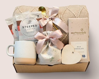 Hug In a Box, Encouragement Gift, Mom Gift Set, Hygee Gift Box, Thinking of You Box, Cozy Care Package, Self Care Basket, Blanket Gift Box
