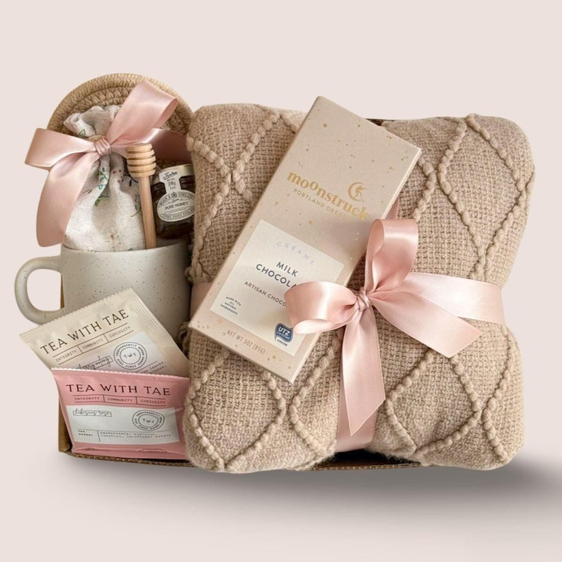 Warm and Cozy Gift Box For Her, Care Package For Women, Sympathy Gift Basket, Sending Hugs For Friend, Get Well Soon, Tea Gift Box, Cheer Up image 1