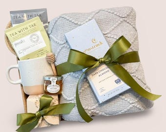 Sending hug gift box, Care package for her, Thinking of you, Sympathy gift basket with blanket, Get well soon, Cheer up, Best friend gifts