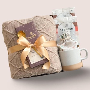 Sympathy Gift Basket, Hygge Gift Box with Blanket, Sending a hug, Thinking of you, Thank You gift, Encouragement gift box for women, Socks