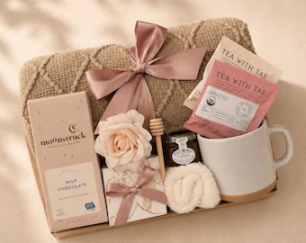Personalized Birthday Care Package - Cozy Tea & Mug Gift Box For Her, Thoughtful Friend Hug Gift, Comfort For Her