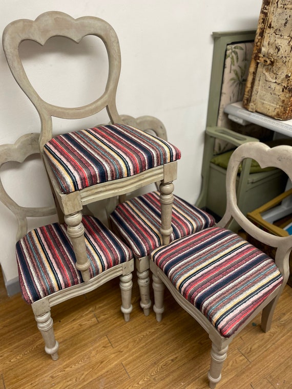 4 Upcycled Victorian Spoonback Dining Chairs Etsy