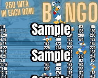 Duck 250 bingo board