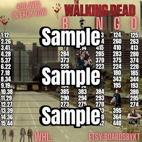 NEW! 450 TWD bingo board