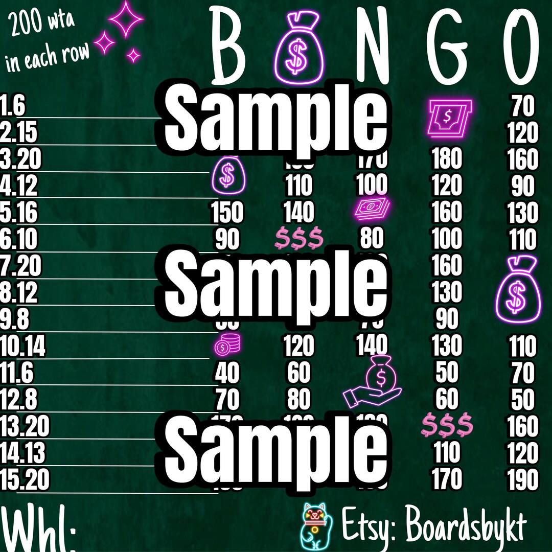 200 Bingo Board - Etsy