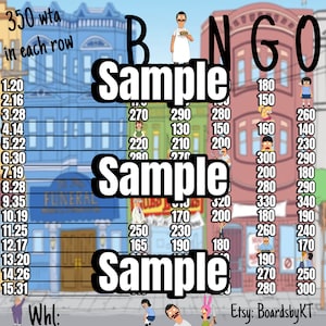 Bobs burgers 350 bingo board