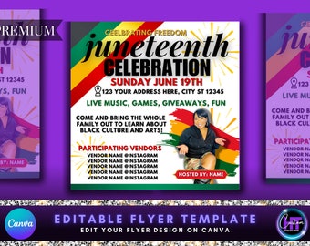 Juneteenth Celebration Event Flyer Canva Template, Premade Flyer, Social Media Flyer, Juneteenth Sale, Juneteenth Party Invite