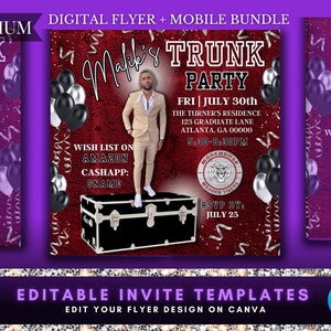 Trunk Party Canva Template (MAROON), Premade Flyer, Social Media Flyer, Graduate Flyer, Party Flyer, Trunk Party, Send off Party, Graduate