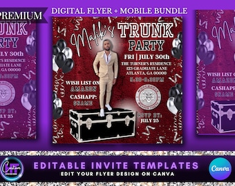 Trunk Party Canva Template (MAROON), Premade Flyer, Social Media Flyer, Graduate Flyer, Party Flyer, Trunk Party, Send off Party, Graduate