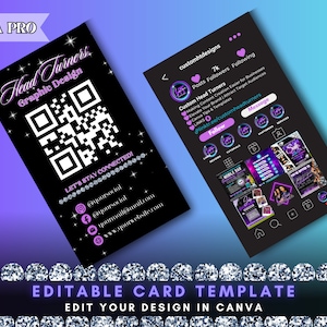 Modelo de cartão de visita do Instagram (preto), cartão de visita faça você mesmo, modelo de mídia social, folheto pré-fabricado, reservas de cílios, faça você mesmo, perfil de mídia social