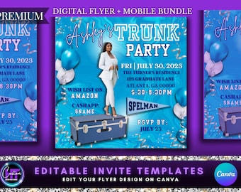 Trunk Party Canva Template (BLUE), Premade Flyer, Social Media Flyer, Graduate Flyer, Party Flyer, Trunk Party, Send off Party, Graduate