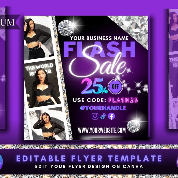 Flash Sale Editable Flyer Template, Business Sale, Social Media Flyer, Editable Flyer, DIY Flyer, Canva Premade Template