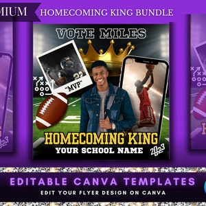Homecoming King Flyer and Story Post, Canva Template, Homecoming, Homecoming Vote, Vote for me, Vote Flyer, Social Media Flyer, DIY Flyer
