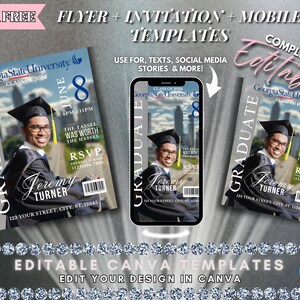 Graduation Invitation, Magazine Cover, Senior Magazine, Grad, Magazine Poster, Prom Templates, 2024 Graduate Canva Templates