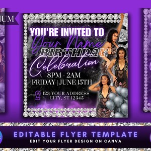 21st Birthday Flyer, Birthday Template, Birthday Party, Birthday Invitation, Birthday Dinner, Birthday Invite, Social Media Flyer. DIY Flyer