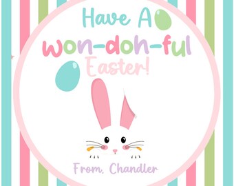 Easter Won-Doh-Ful Editable Gift Tag, Easter Gifts, Playdoh Gift Tag, Won-Doh-Ful, Easter, Party Favor, Easter Party Favor, Easter Tags