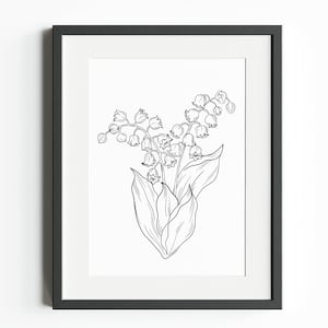 May Birth Month Flower (Lily of the Valley) – INSTANT DIGITAL DOWNLOAD, Birth Flower Line Art Print, May Lily of the Valley clipart png,