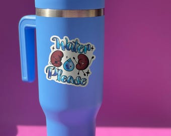 Stay Hydrated, Drink Water Vinyl Water Bottle Sticker Cute Kawaii Kidneys, Laptop Sticker, Helmet Sticker, Waterproof UV Vinyl Sticker