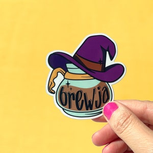 Witches Brew Bruja Waterproof Vinyl Sticker for Coffee Tumbler, Water Bottle, Journal, Laptop, Tablet, Bicycle, Notebook or Planner