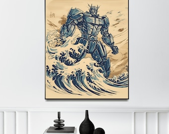 Optimus Prime Transformers in Japanese The Great Wave off Kanagawa Style Poster | Wall art