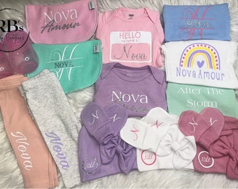 Personalized Custom Rainbow Theme Baby Girl Baby Box