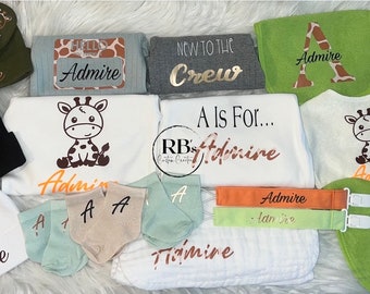 Personalized Custom Giraffe Theme Baby Boy Baby Box