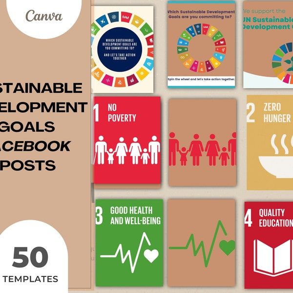 50 United Nations Sustainable Development Goals Image Templates for Facebook Posts