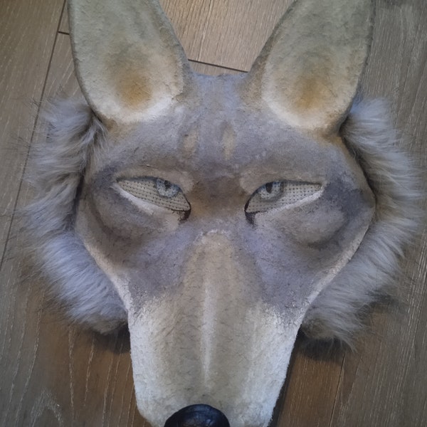 Masque de loup gris préfabriqué (therians, quadrobists, cosplayers)
