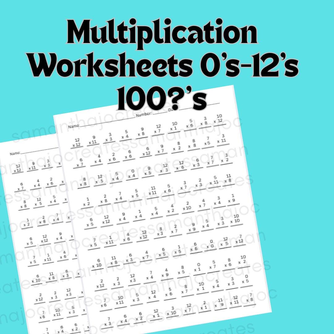 Multiplication 0-100 Problems Worksheets (3 Total) for Teachers ...