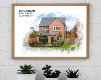 New House Print - New House Gift - New House Keepsake - Personalised with any picture, name & address - A4 Print