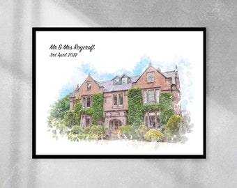 Wedding Venue Print - Wedding Gift - Wedding Keepsake - Personalised with venue and date - A4 Print