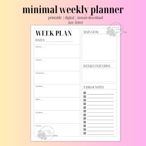 ERICA WEEKLY PLANNER || Weekly Planner pdf,Minimal Weekly Planner, Printable Weekly Planner, Planner for Goodnotes, iPad Planner, A4 Planner