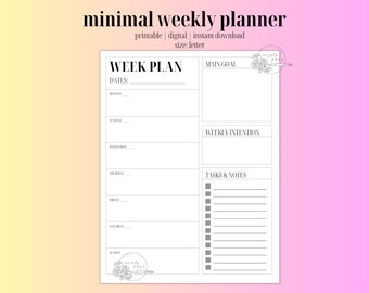 ERICA WEEKLY PLANNER || Weekly Planner pdf,Minimal Weekly Planner, Printable Weekly Planner, Planner for Goodnotes, iPad Planner, A4 Planner