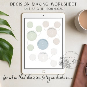Digital Decision Aid || Adult ADHD, ADHD Worksheet, Digital Planner Insert, Planner Pages, Journal Printable