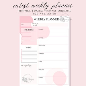 ALLISON WEEKLY PLANNER || Weekly Planner pdf, Cute Weekly Planner, Printable Weekly Planner, Planner for Goodnotes, iPad Planner, A4 Planner