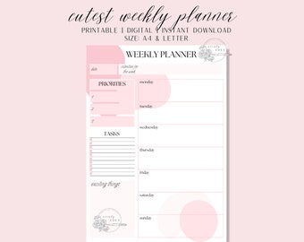 ALLISON WEEKLY PLANNER || Weekly Planner pdf, Cute Weekly Planner, Printable Weekly Planner, Planner for Goodnotes, iPad Planner, A4 Planner