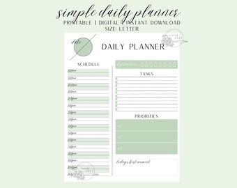 ALLY DAILY PLANNER || Simple Daily Planner, Daily Planner Printable, 2023 Daily Planner, Daily Planner iPad, Green Daily Planner, Goodnotes