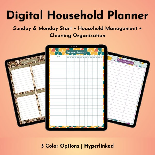 Digital Household Planner Life Organizer Household Management Planner Digital Family Planner Cleaning Schedule Home Management Planner