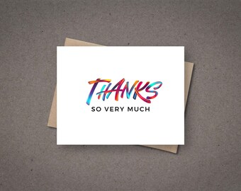 Colorful Thank You Card Set: Blank Stationery with Kraft or White Envelopes