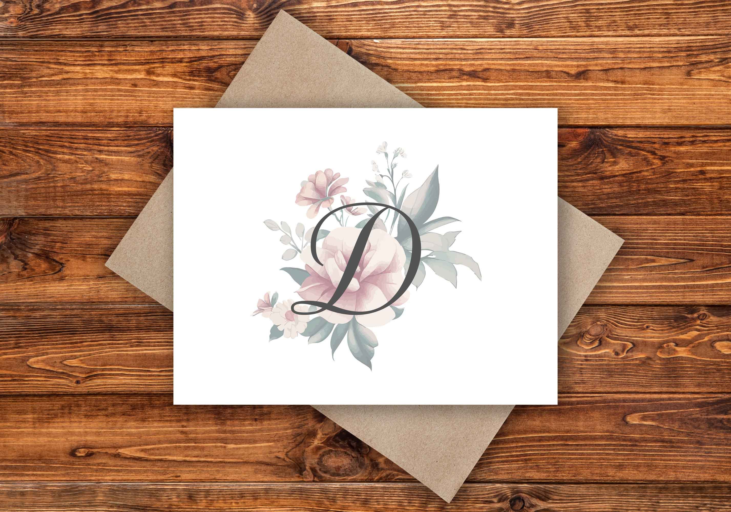 Watercolor Floral Monogram Notecard Set: Personalized Stationery Gift ...