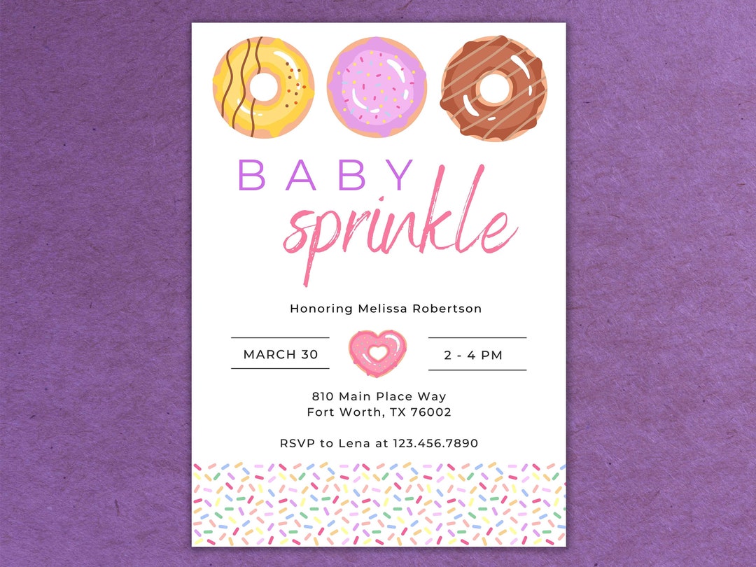 5x7 Baby Sprinkle Donuts Invite Template - Custom - Digital - Print at ...