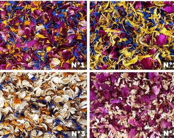 Pétalos de flores secas - Confeti natural biodegradable para bodas: rosa, jazmín, aciano, caléndula, 1 litro, barato a granel Church Outlet