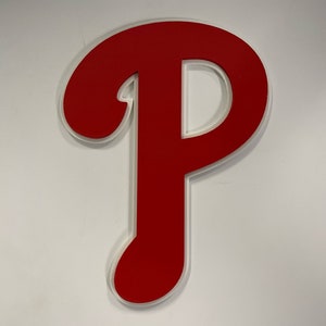 May include: A large, red, stylized letter "P" on a white background.