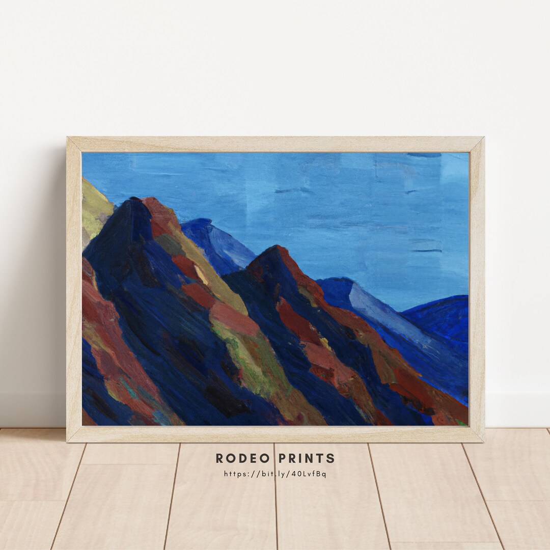Minimalist Mountain Print Mountain Decor Colorful Mountain Painting